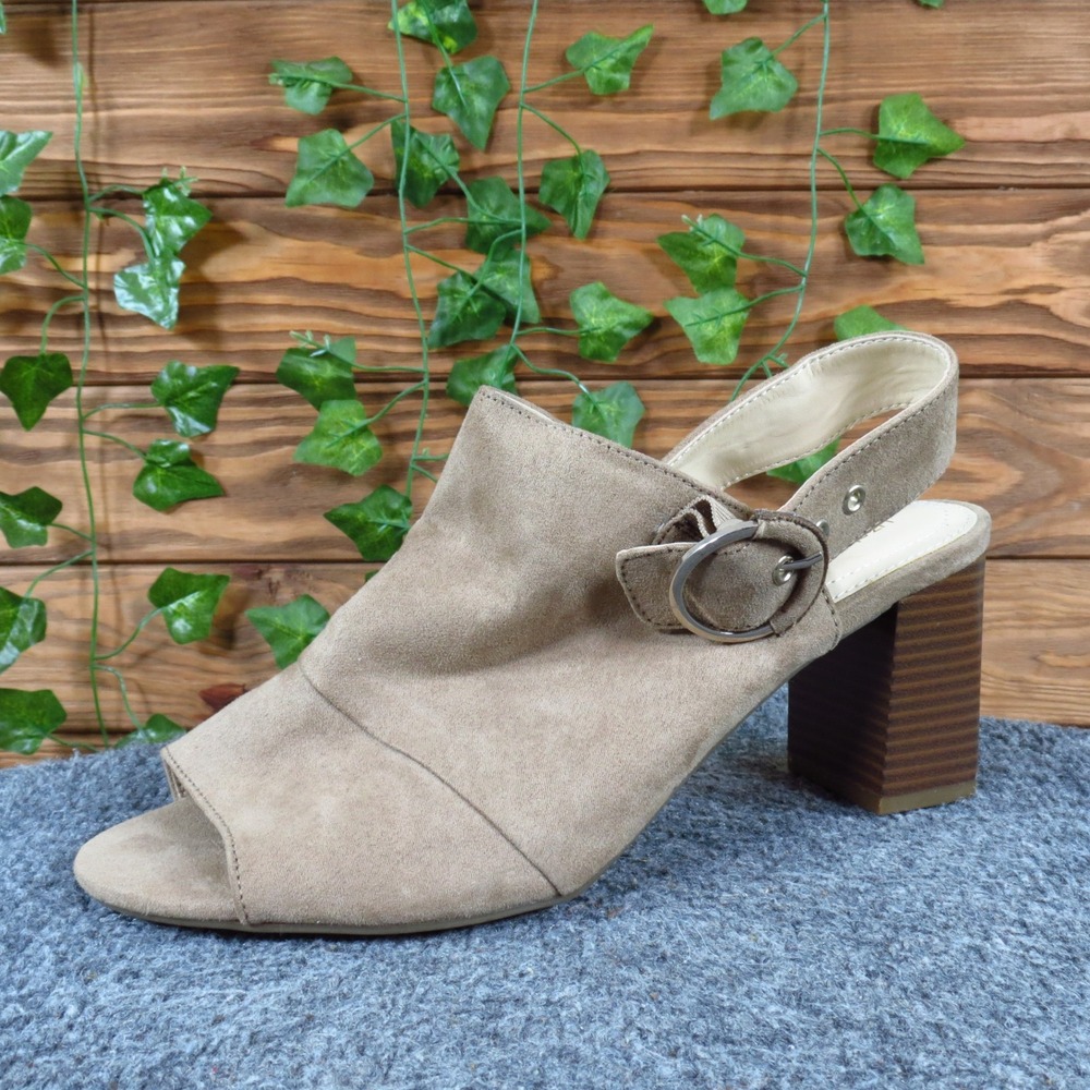 Liz Claiborne Portage Womens Slingback Shootie Size 9.5 Dress Sandal Taupe Suede